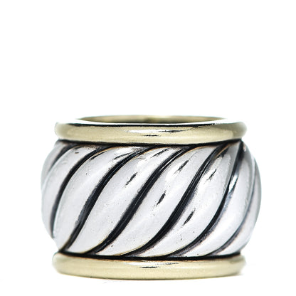 David Yurman Sterling Silver 18K Yellow Gold Cable Cigar Band Ring 52 6 1 of 3