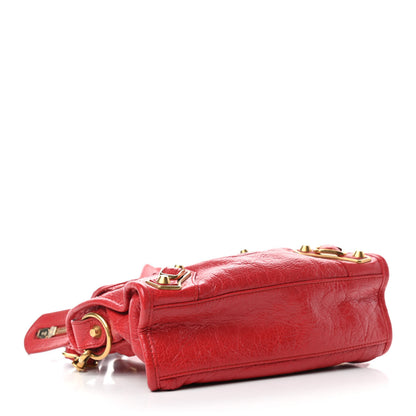Balenciaga Agneau Gold Metallic Edge Hardware Mini City Rouge Rubis 5 of 11