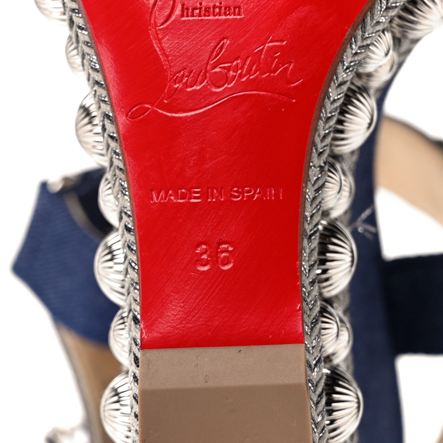 Christian Louboutin Denim Rondaclou Wedge Sandals 36 Denim 6 of 7