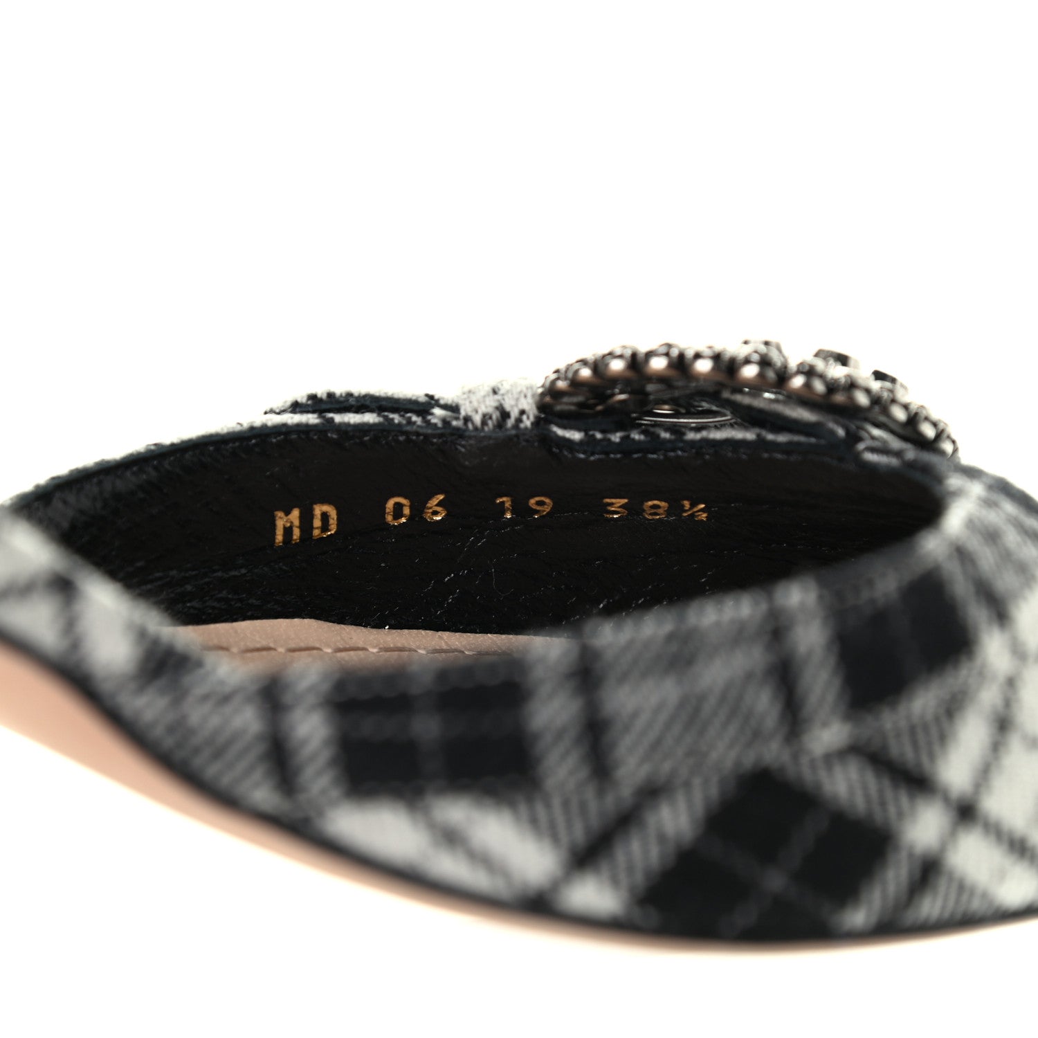 Christian Dior Canvas Tartan Gang Ankle Strap Slingback Pumps 38.5 Black 9 of 9