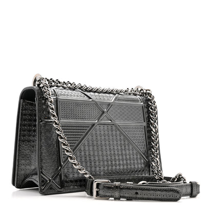 Christian Dior Metallic Patent Micro-Cannage Medium Diorama Flap Bag Onyx Black 3 of 13