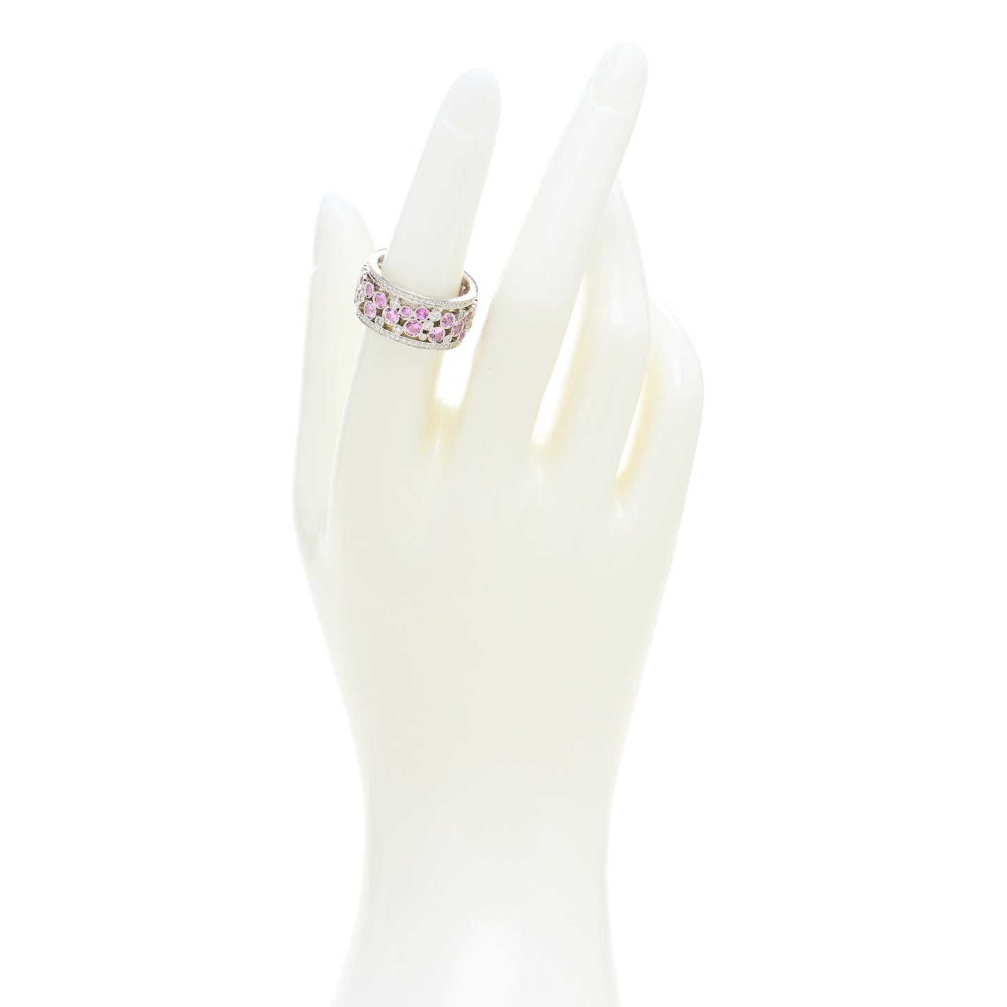 Platinum Diamond Pink Sapphire Cobblestone Band Ring 53 6.5