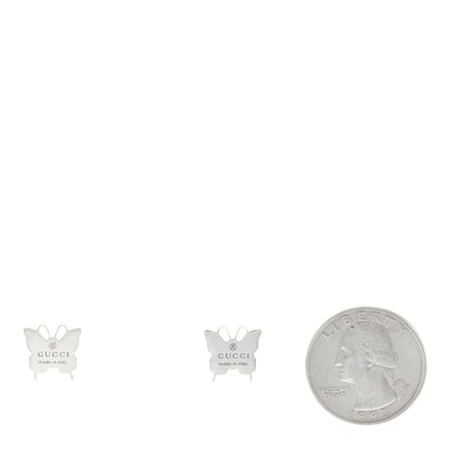 Gucci Sterling Silver Trademark Butterfly Stud Earrings 2 of 4