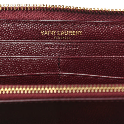 Saint Laurent Grain De Poudre Matelasse Chevron Monogram Zip Around Wallet Rouge Legion 6 of 7