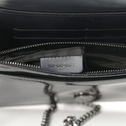 Christian Dior Metallic Patent Micro-Cannage Diorama Wallet on Chain Pouch Onyx Black 8 of 14