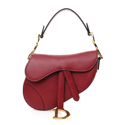 Christian Dior Grained Calfskin Mini Saddle Bag Red 1 of 10