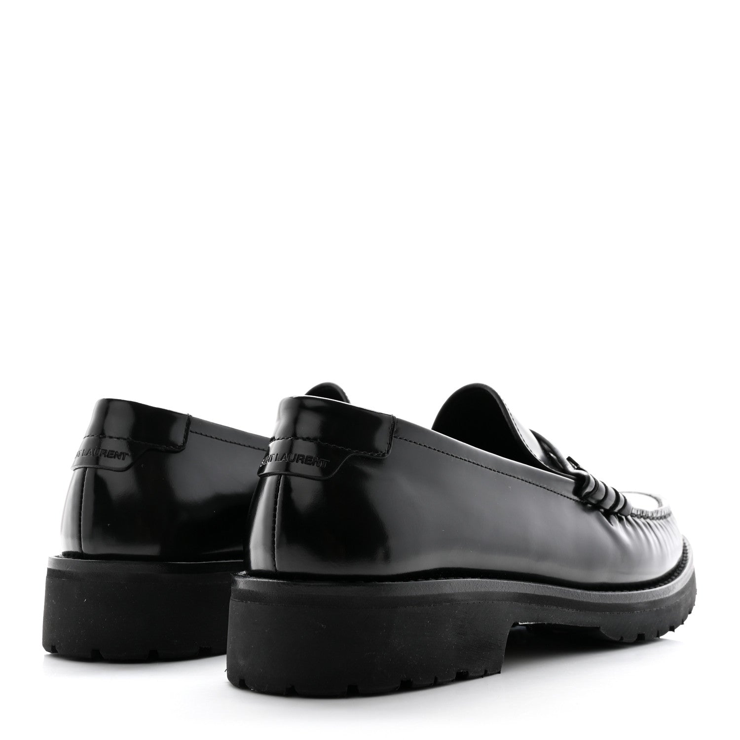 Saint Laurent Glazed Calfskin Chunky Le Loafer Penny Slippers 39 Black 4 of 12