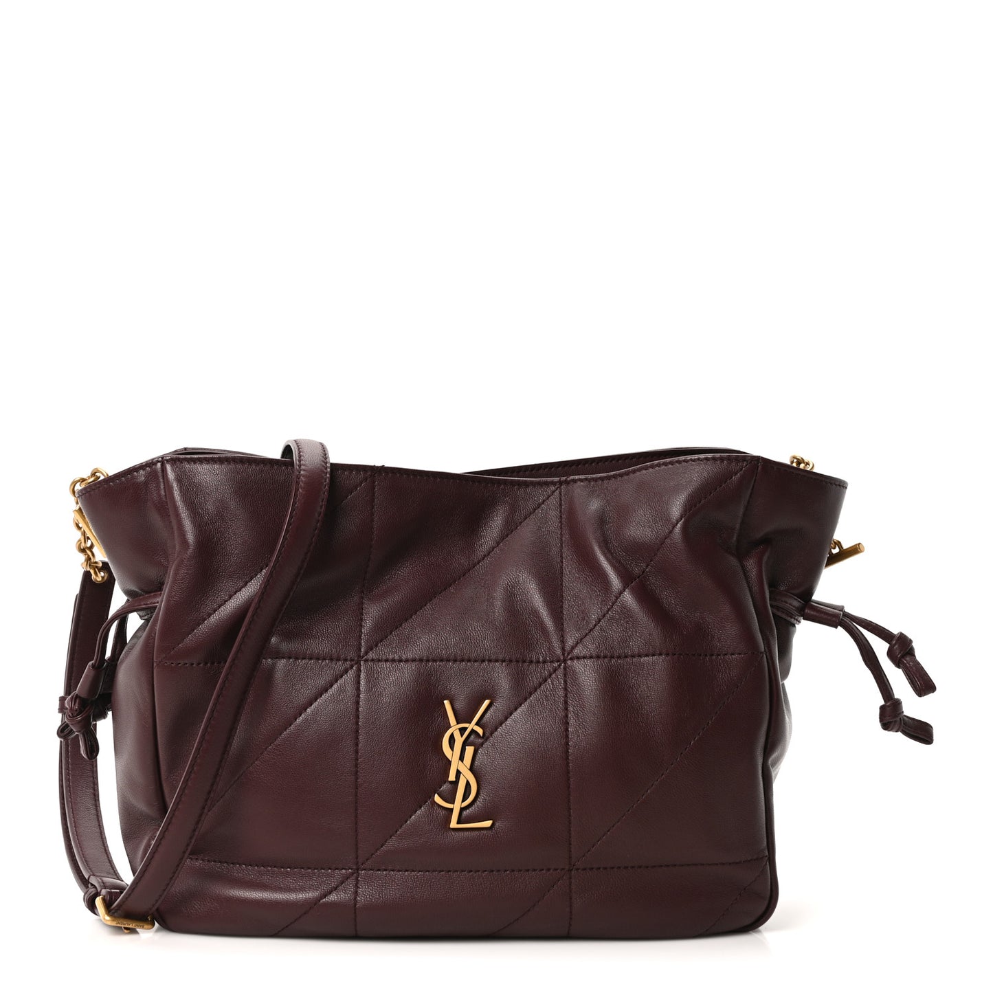 Lambskin Matelasse Monogram Medium Jamie Shoulder Pouch Bag Rouge Cabernet