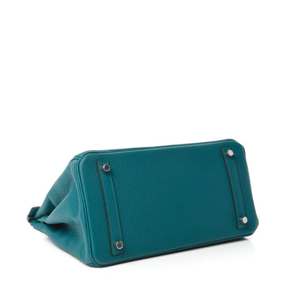 Hermes Taurillon Clemence Birkin 30 Vert Bosphore 3 of 10