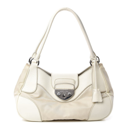 Prada Nylon Tessuto Vitello Daino Pushlock Tote Lavanda Bianco 1 of 13