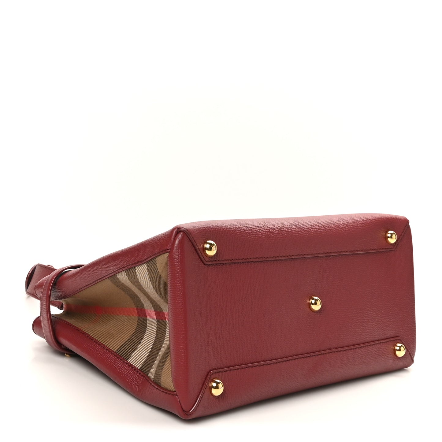 Grainy Calfskin House Check Medium Banner Tote Crimson