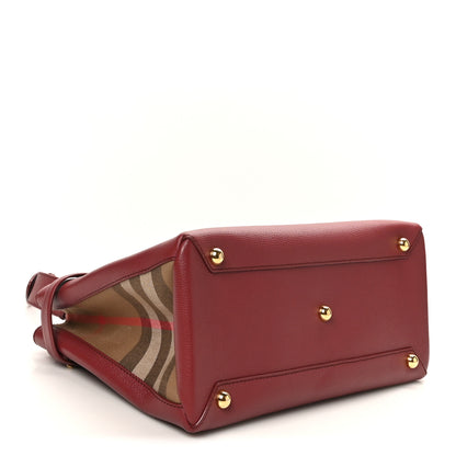 Burberry Grainy Calfskin House Check Medium Banner Tote Crimson 4 of 10
