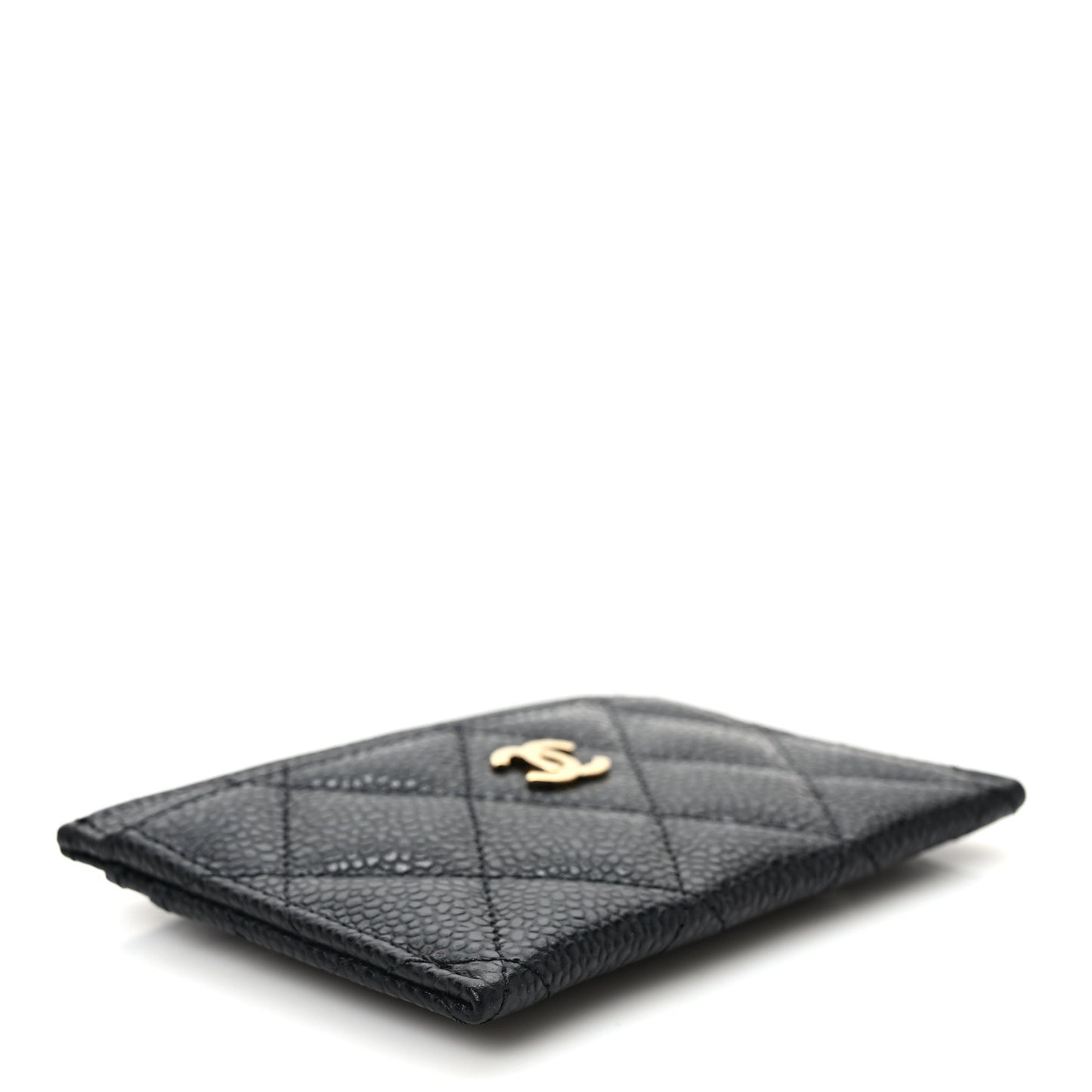 Caviar Quilted Card Holder Black