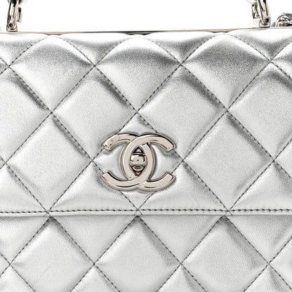 Chanel Metallic Lambskin Quilted Small Trendy CC Flap Dual Handle Bag Silver 8 of 10