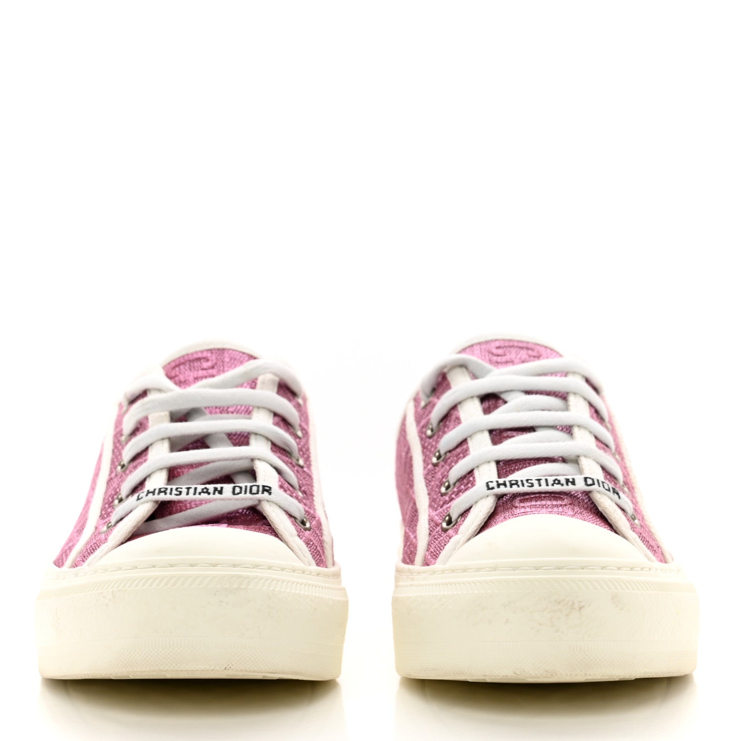 Christian Dior Laminated Canvas Cannage Embroidered Womens Walk'N'Dior Low Top Sneakers 38 Metal Rose 2 of 10