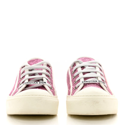 Christian Dior Laminated Canvas Cannage Embroidered Womens Walk'N'Dior Low Top Sneakers 38 Metal Rose 2 of 10