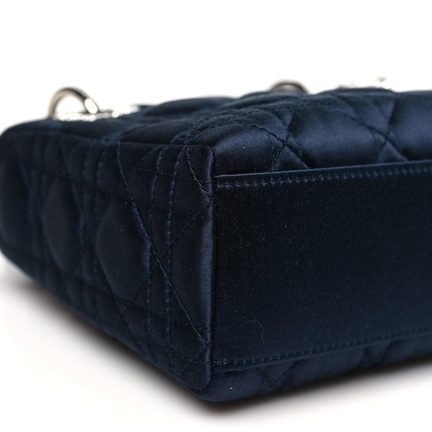 Satin Crystal Cannage Mini Lady Dior Navy