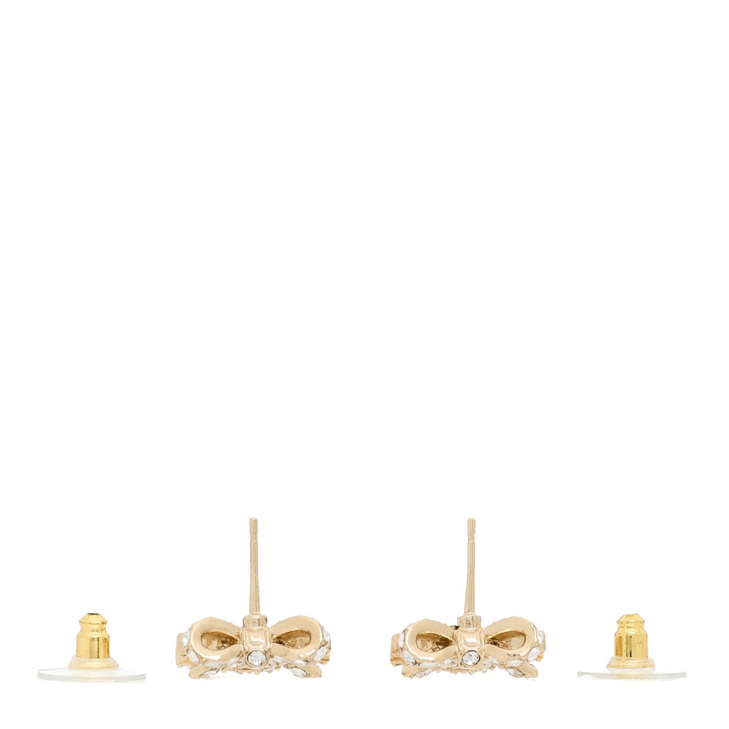 Crystal CC Bow Dangle Earrings Gold