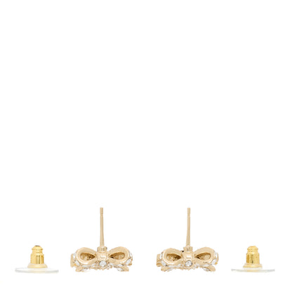 Chanel Crystal CC Bow Dangle Earrings Gold 3 of 5