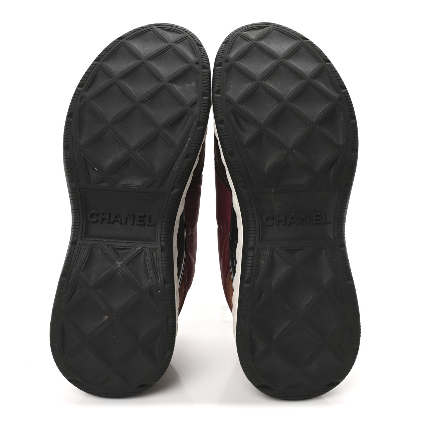 Nylon Suede Calfskin CC Sneakers 38 Burgundy Brown