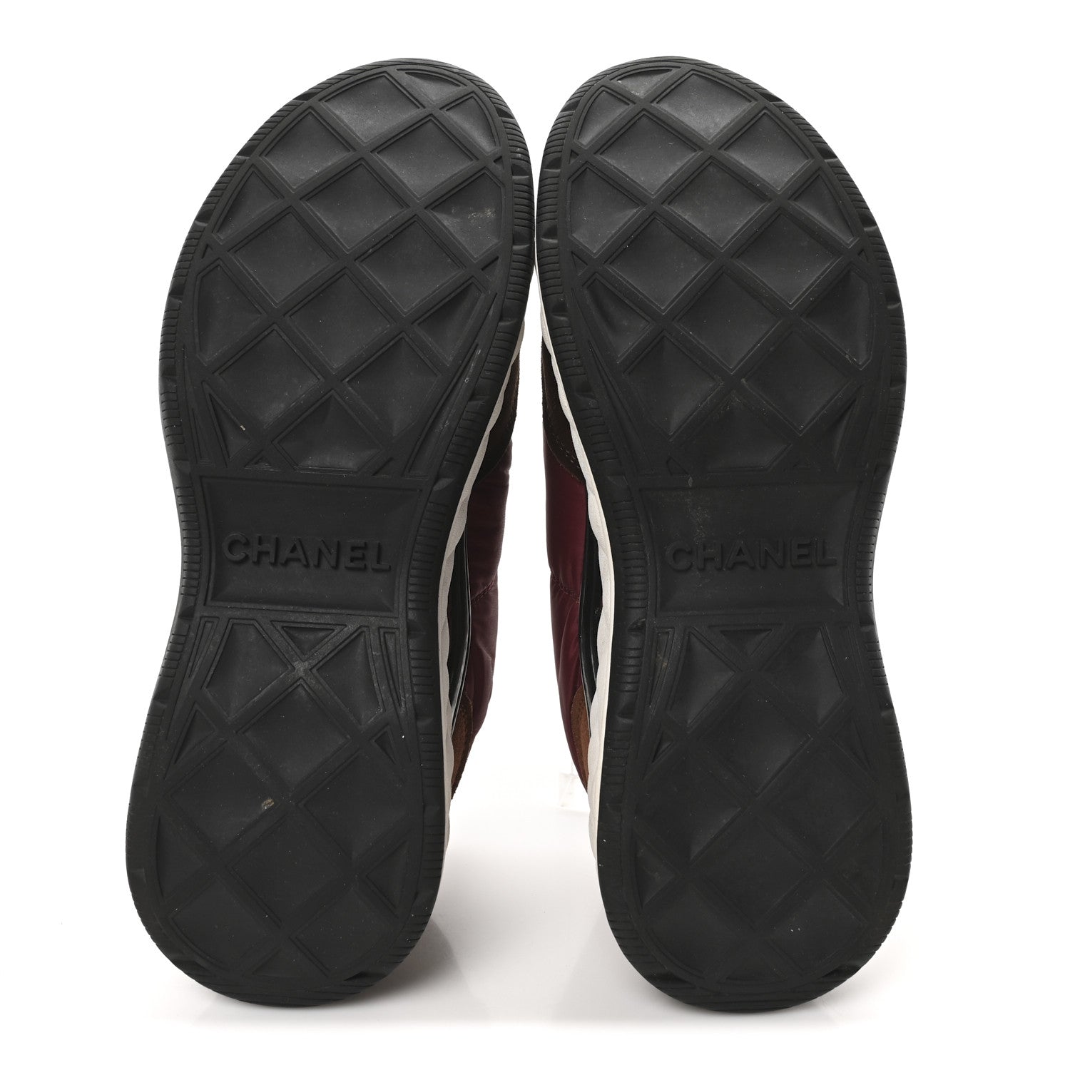 Chanel Nylon Suede Calfskin CC Sneakers 38 Burgundy Brown 6 of 9