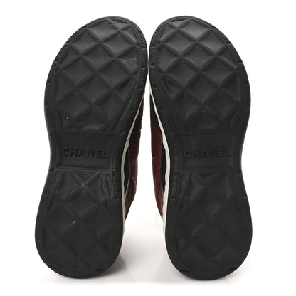 Chanel Nylon Suede Calfskin CC Sneakers 38 Burgundy Brown 6 of 9