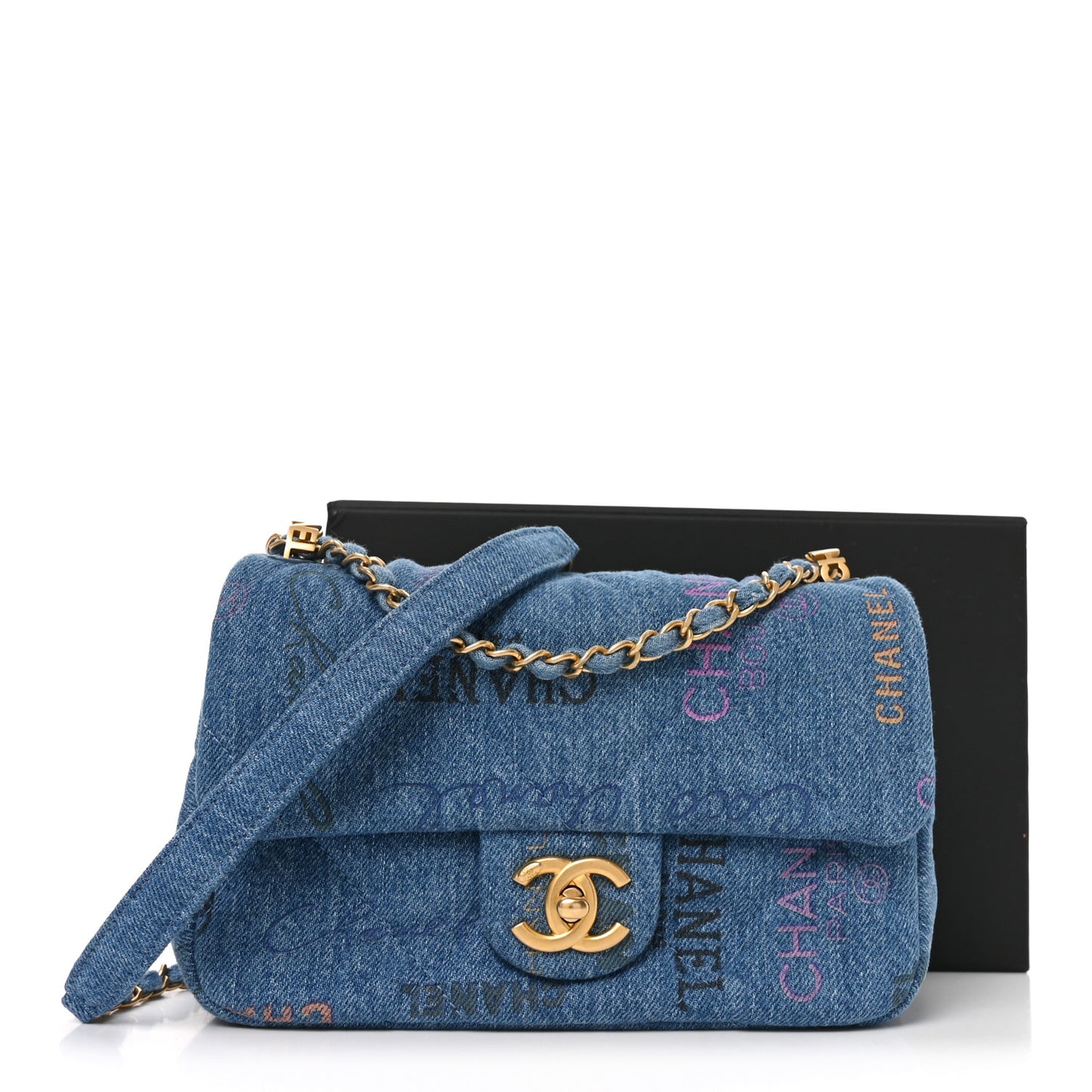 Denim Quilted Mini Denim Mood Rectangular Flap Blue Multicolor