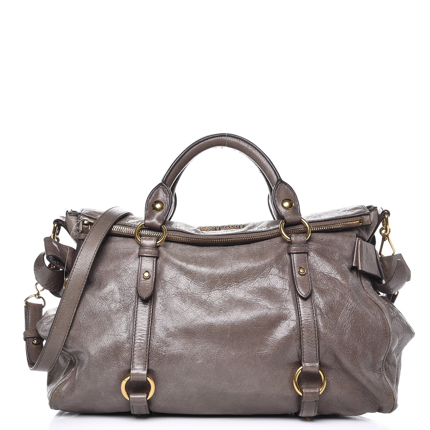 Miu Miu Vitello Lux Medium Bow Bag Fumo 1 of 11