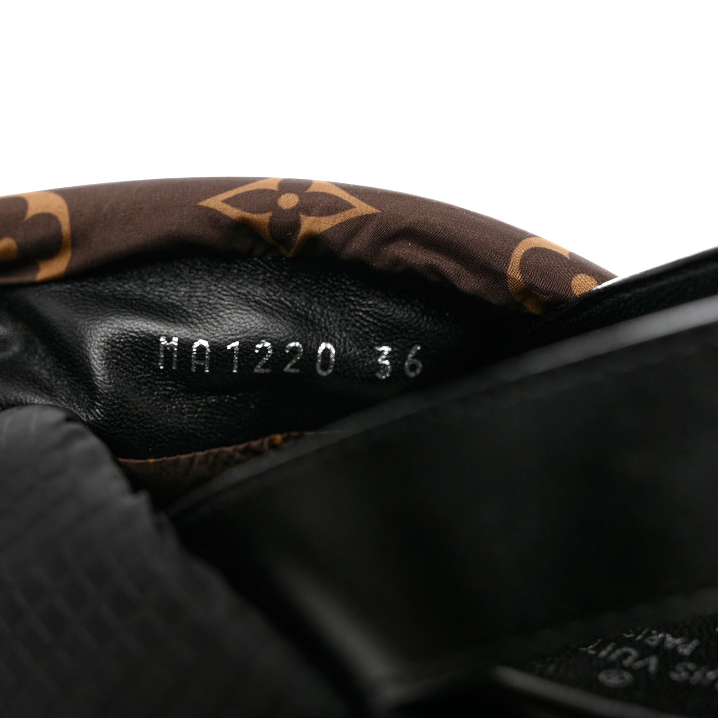 Calfskin Padded Nylon Monogram Paseo Flat Comfort Sandals 36 Black