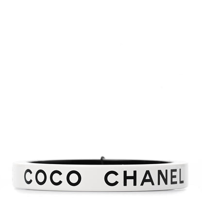 Chanel Resin Logo Bangle Bracelet White Black 1 of 5