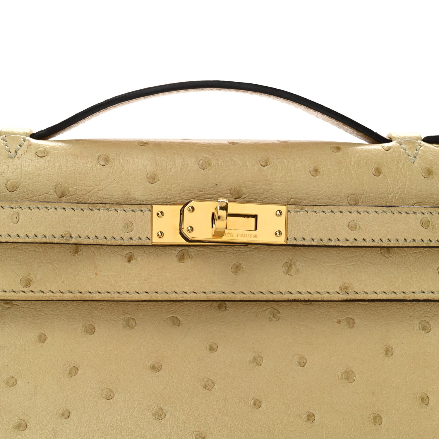 Hermes Ostrich Kelly Pochette Clutch Parchemin 8 of 12