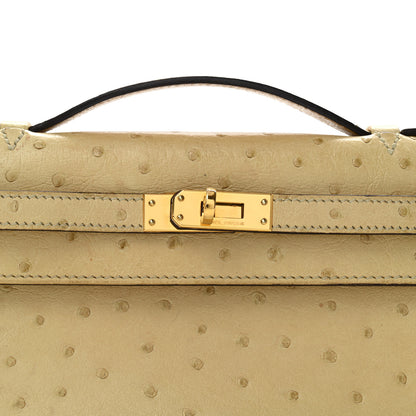 Hermes Ostrich Kelly Pochette Clutch Parchemin 8 of 12
