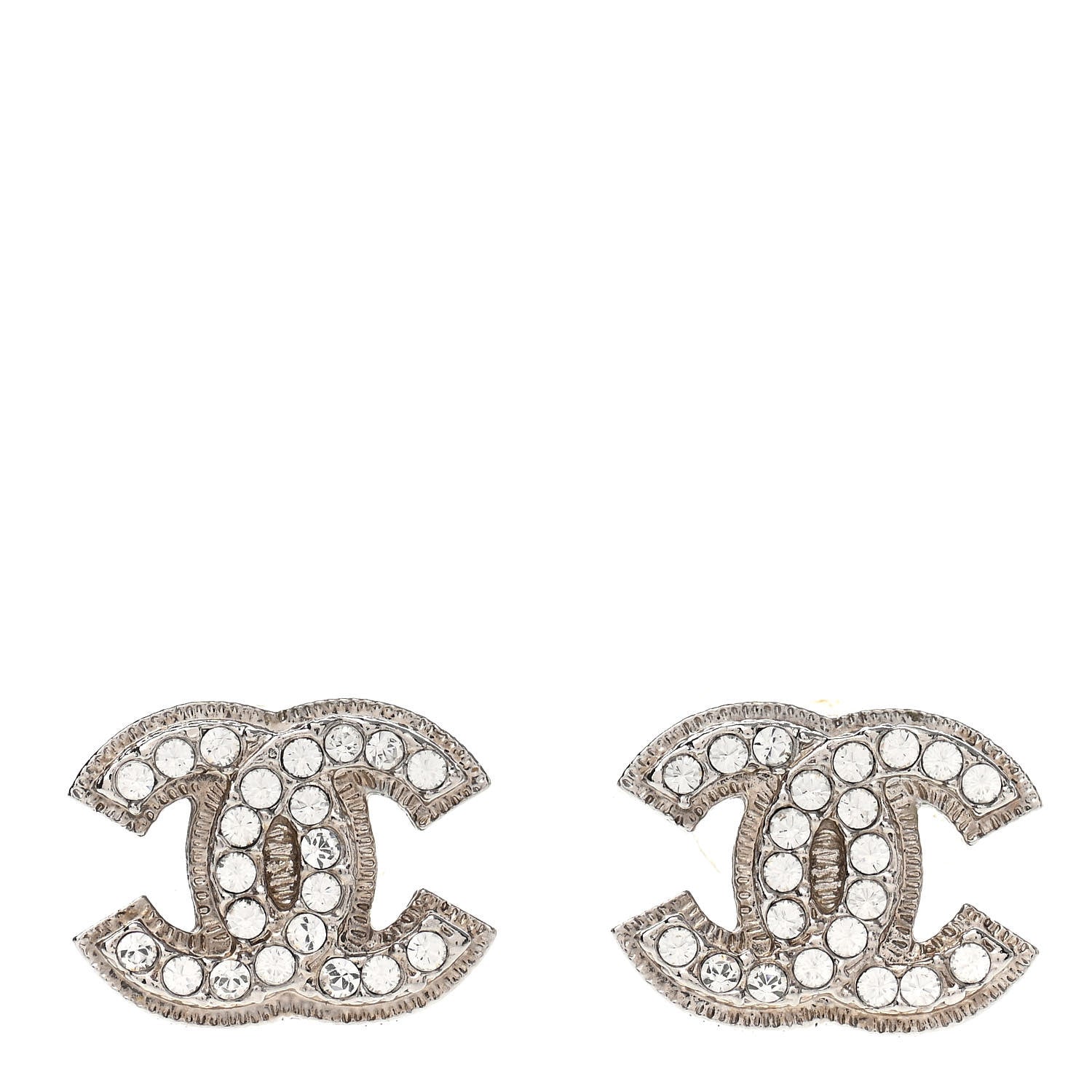 Chanel Crystal Mini Timeless CC Earrings Silver 1 of 4