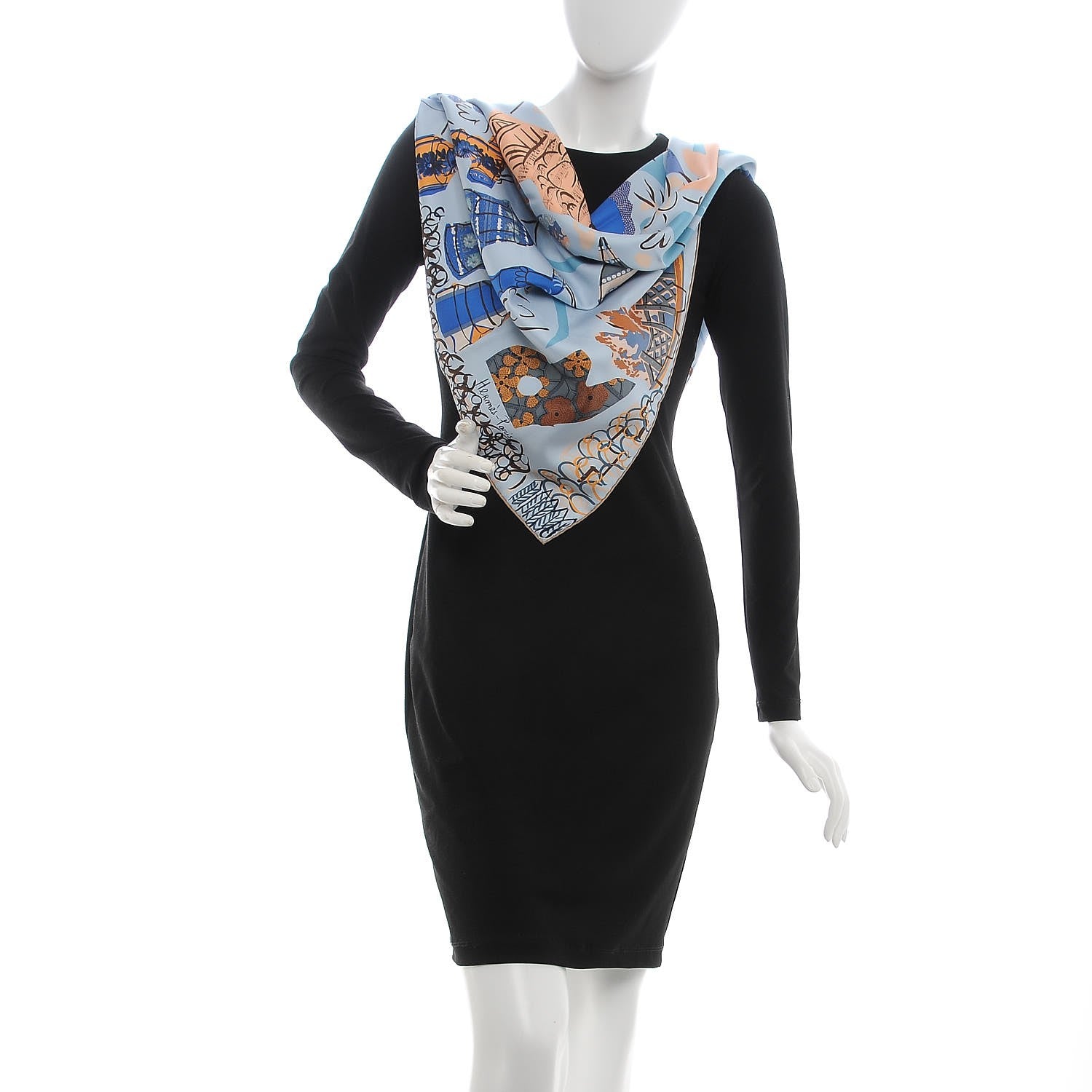Hermes Silk La Maizeon Des Oiseaux Parleurs Scarf 90 Bleu Pale Peach Bleu 2 of 7