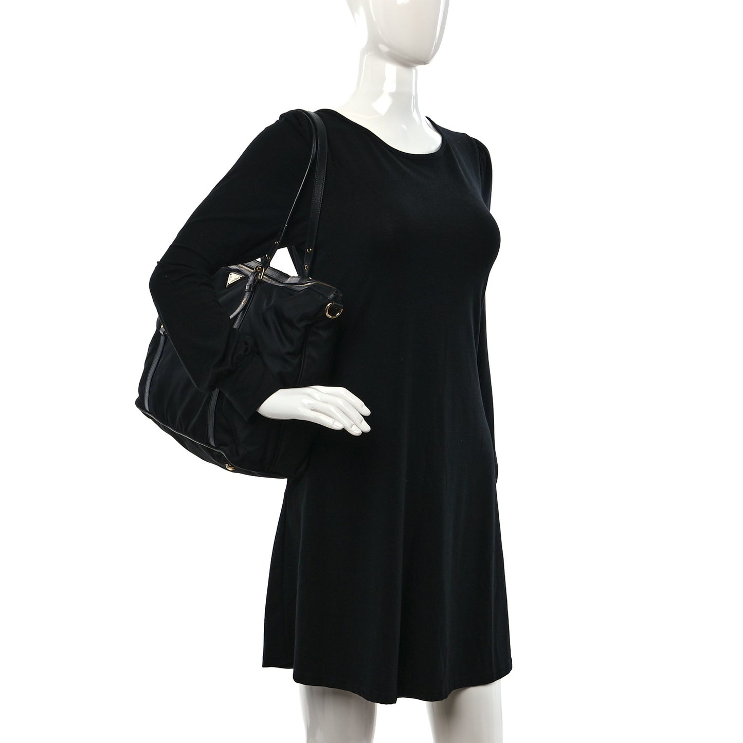 Saffiano Tessuto Nylon Shopping Tote Black