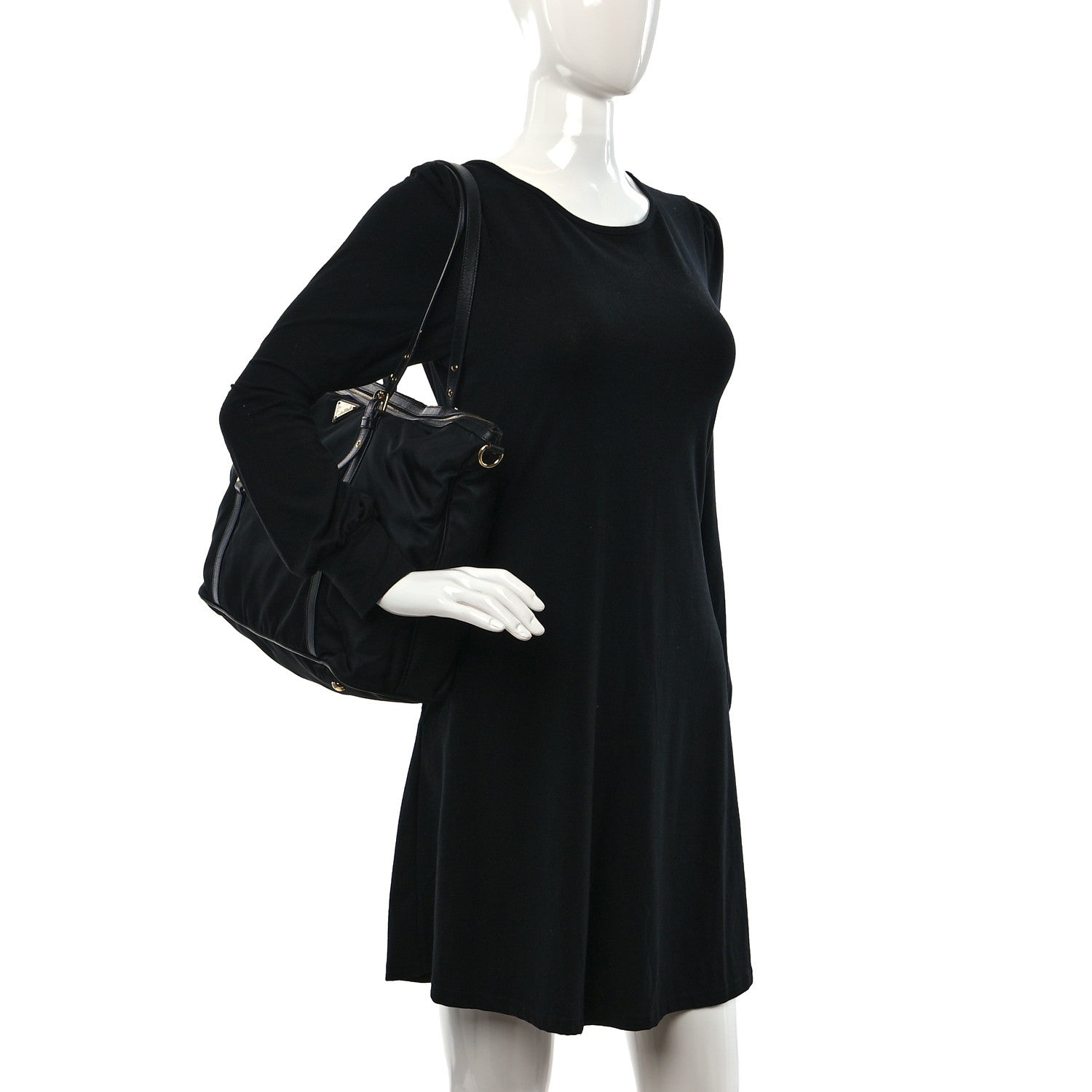 Prada Saffiano Tessuto Nylon Shopping Tote Black 2 of 8