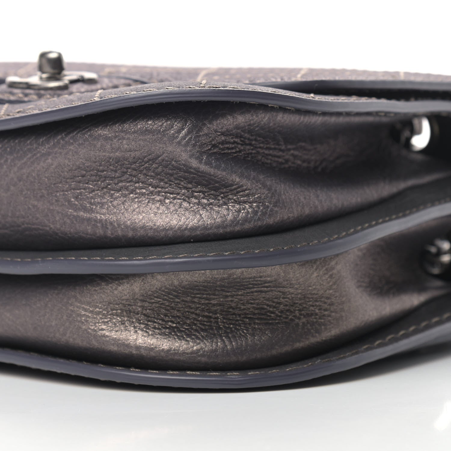 Chanel Metallic Calfskin Small Coco Twin Flap Dark Grey 9 of 9