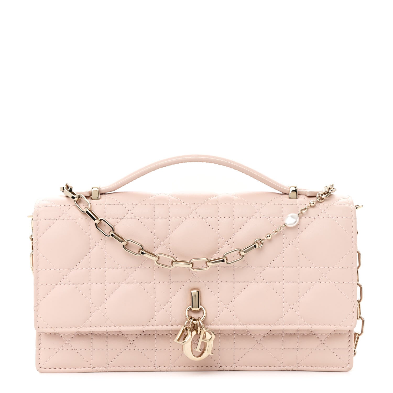 Christian Dior Lambskin Cannage Mini My Dior Top Handle Clutch Rose Poudre 1 of 13