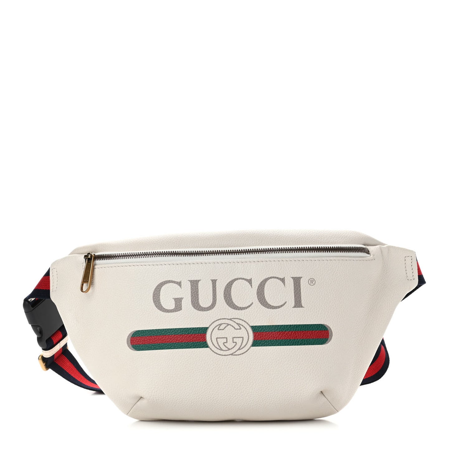 Grained Calfskin Logo Belt Bag White