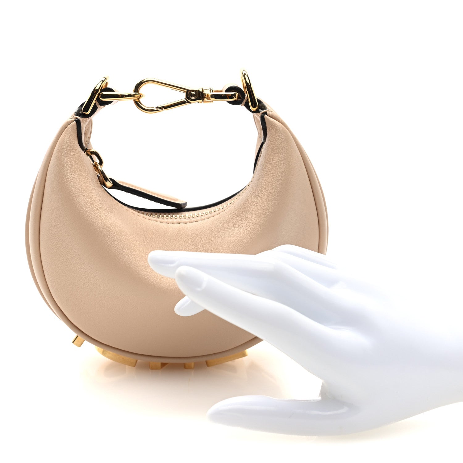 Fendi Vitello Grace Matte Nano Fendigraphy Hobo Charm Light Rose 2 of 7