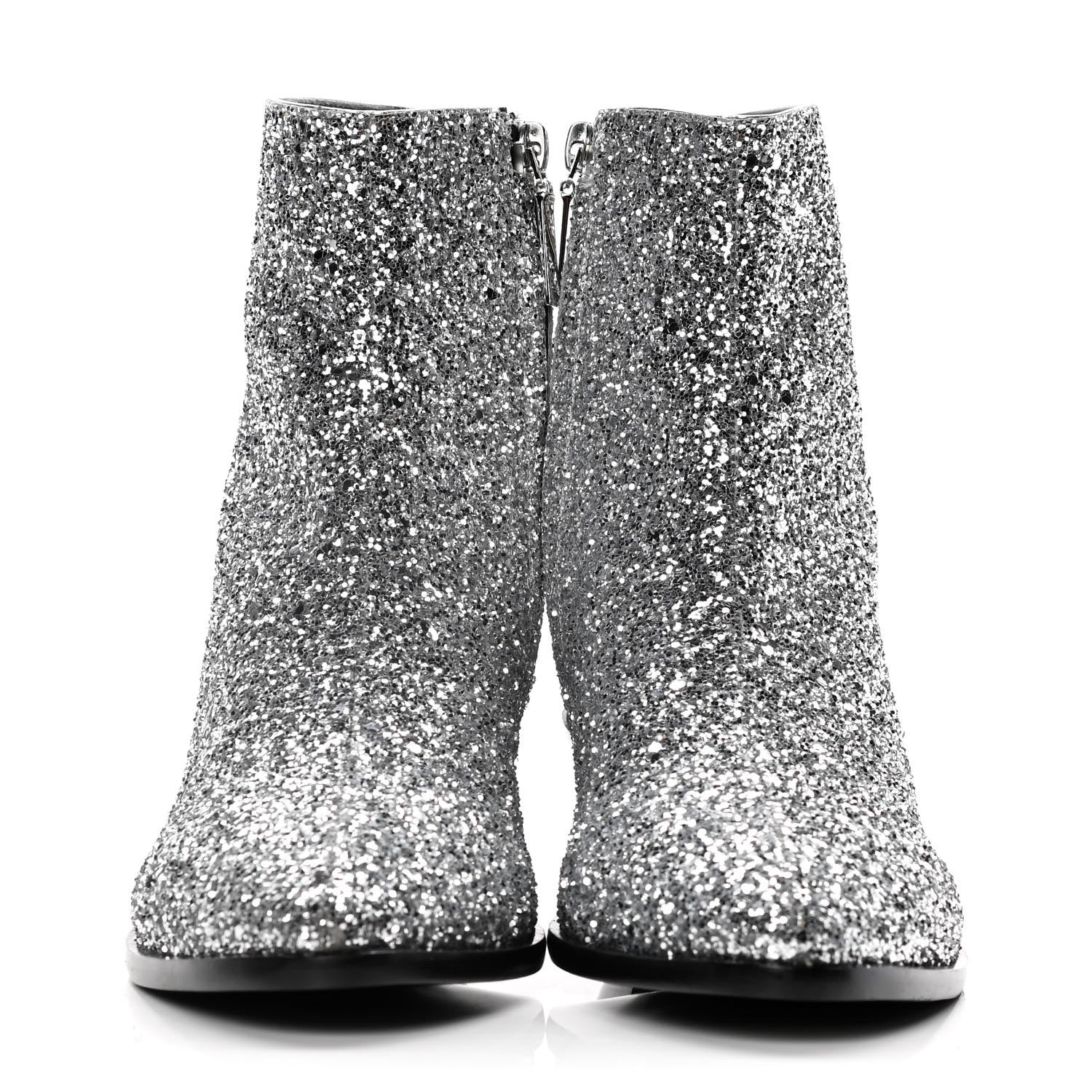 Saint Laurent Glitter Calfskin West 45 Boots 38.5 Silver 2 of 10