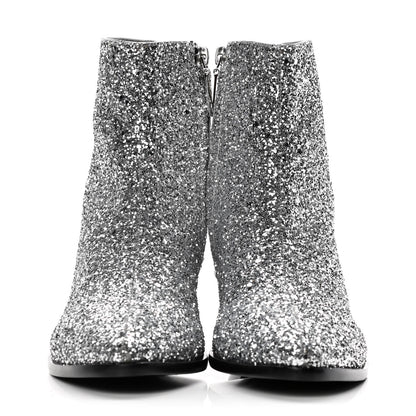 Saint Laurent Glitter Calfskin West 45 Boots 38.5 Silver 2 of 10