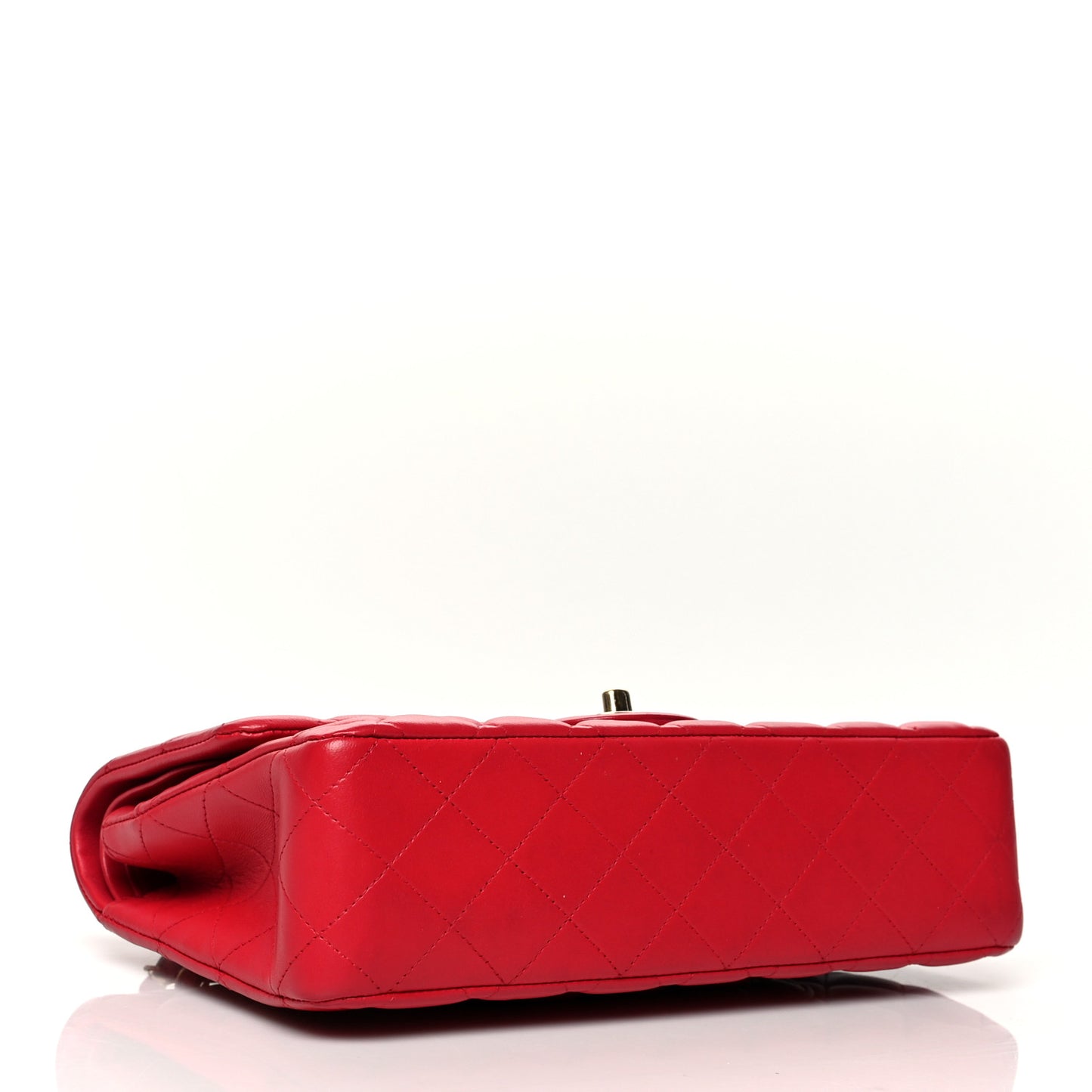 Lambskin Quilted Medium Double Flap Red