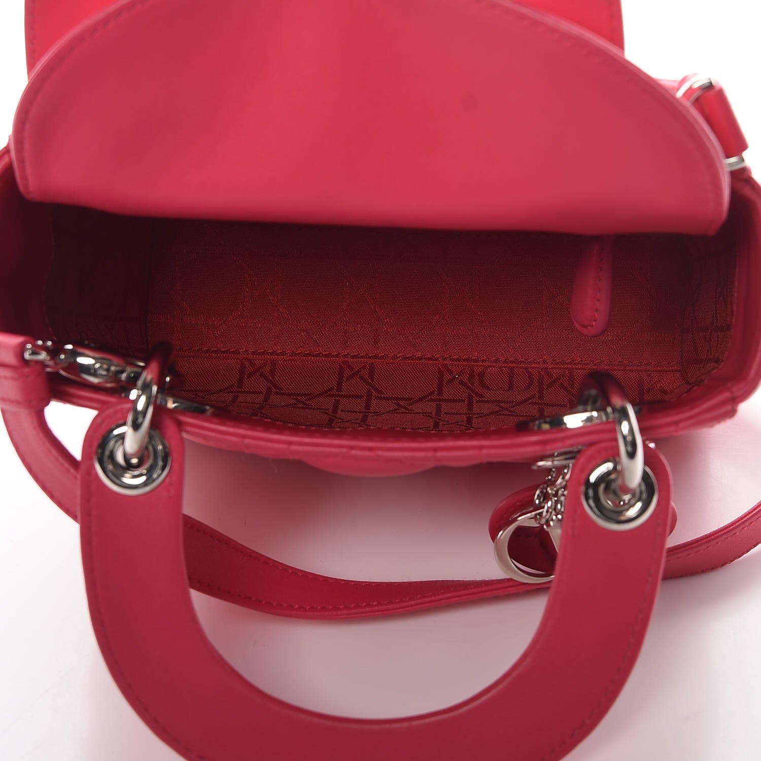 Christian Dior Lambskin Cannage Mini Lady Dior Fuchsia 5 of 13