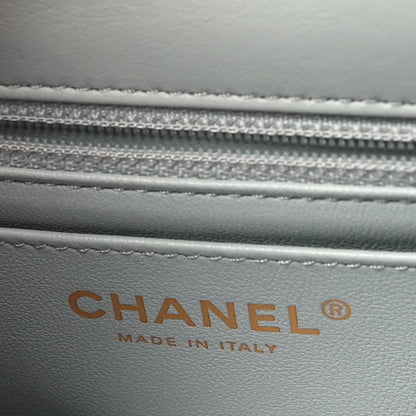 Chanel Lambskin Enamel Pearl Quilted Mini Charm Me Square Flap Light Blue 6 of 11