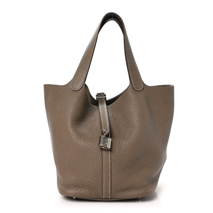 Hermes Taurillon Clemence Picotin Lock 22 MM Etoupe 1 of 12