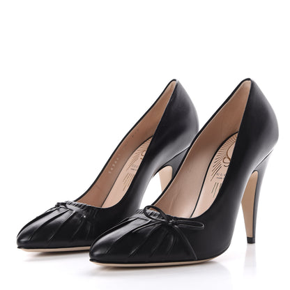 Gucci Nappa Bow High Heel Pumps 38.5 Black 3 of 10