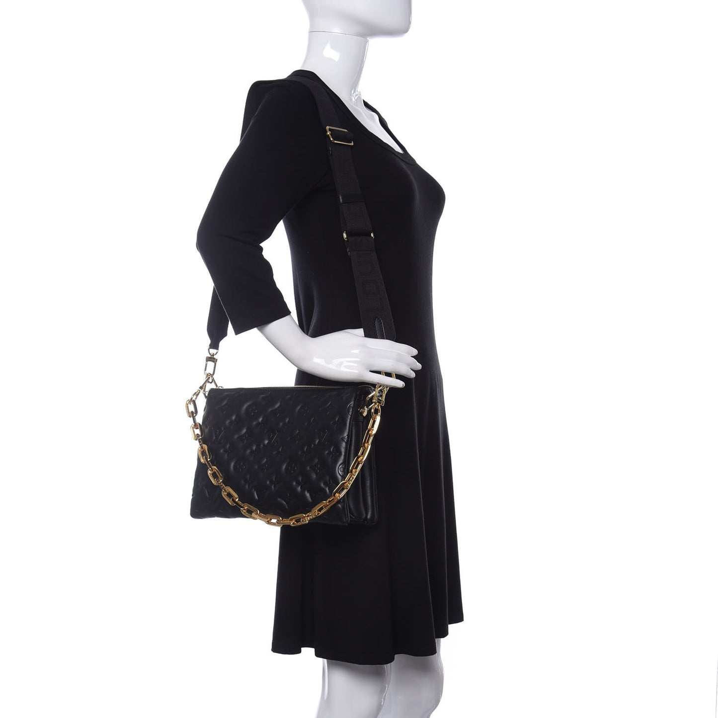 Lambskin Embossed Monogram Coussin PM Black