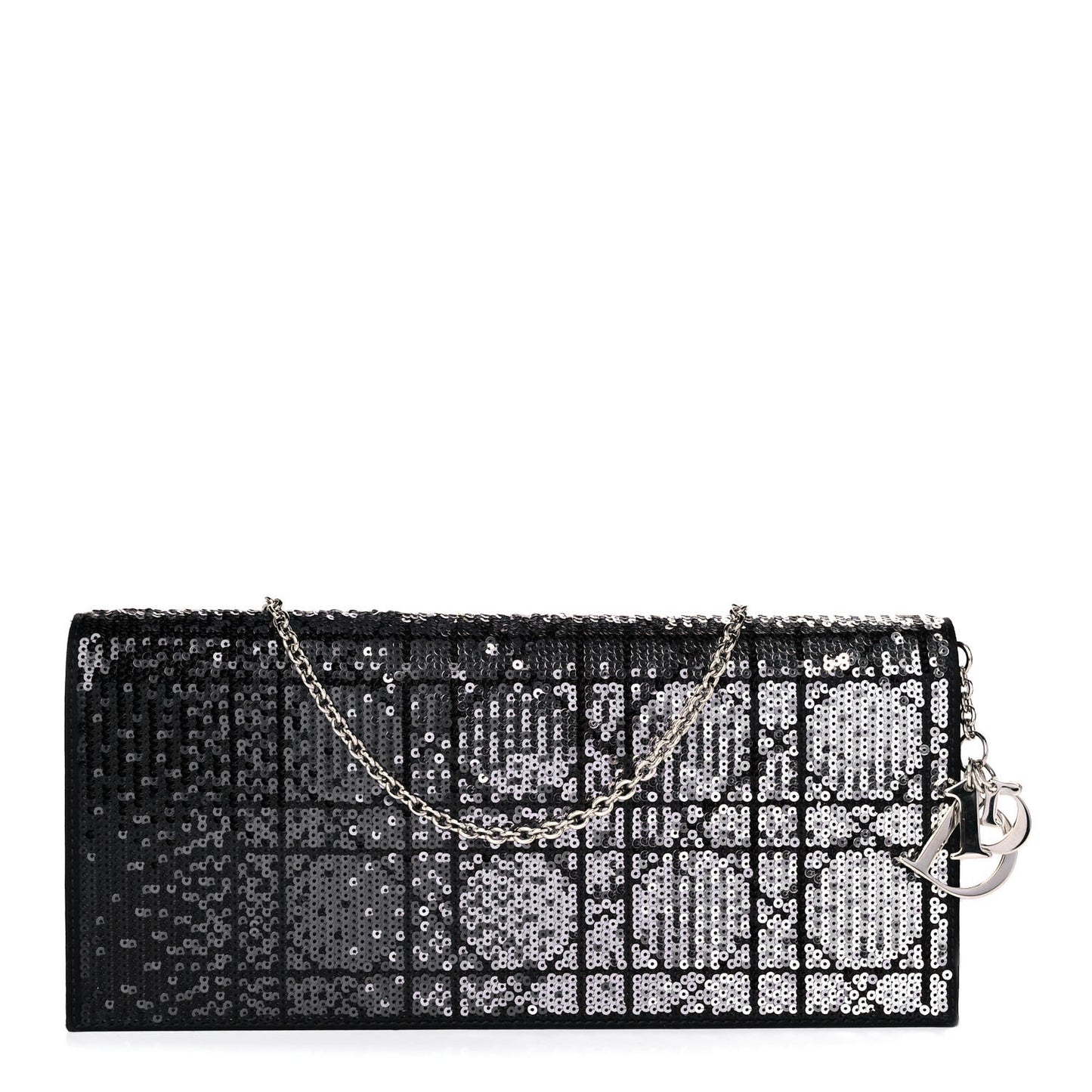 Satin Sequin Cannage Rendezvous Chain Wallet Black Multicolor