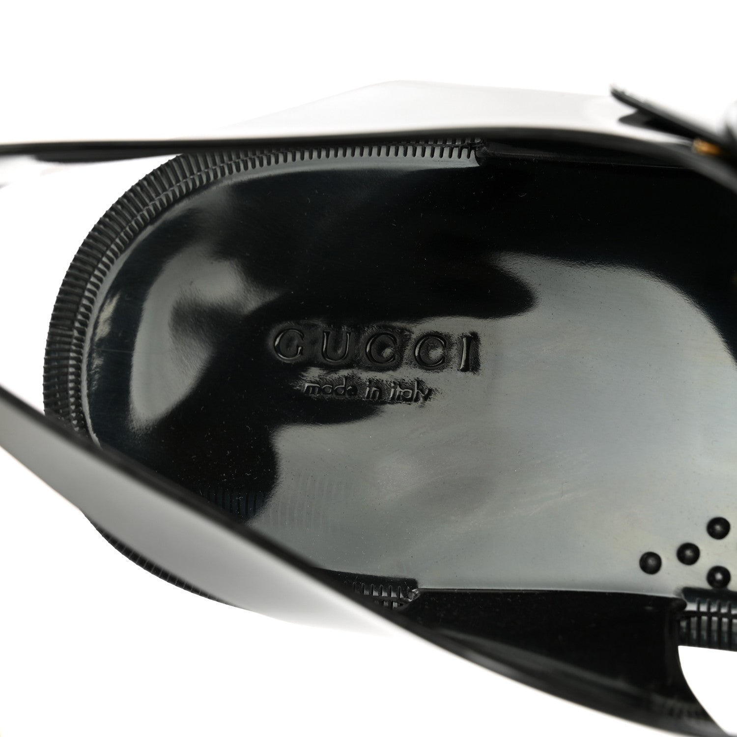 Gucci Shiny Rubber Double G Buckle Strap Sandals 10 Black 7 of 8